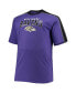 Фото #3 товара Men's Lamar Jackson Purple Baltimore Ravens Big and Tall Sleeve Panel Player Name and Number T-shirt