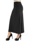 Women Elastic Waist Solid Color Maxi Skirt