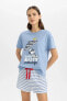 Фото #11 товара Fall In Love Snoopy Regular Fit Kısa Kollu Şortlu Pijama Takımı C1739ax24sm