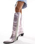 Azalea Wang Joydistrict tassled metallic western boot in pink