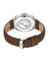 ფოტო #3 პროდუქტის Men's Bailard Brown Genuine Leather Strap Watch, 44mm