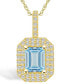ფოტო #1 პროდუქტის Aquamarine (1-3/8 Ct. T.W.) and Diamond (1/2 Ct. T.W.) Halo Pendant Necklace in 14K Yellow Gold