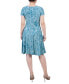 Women's Short Sleeve Jacquard Knit Seamed Dress