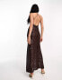 ASOS DESIGN strappy cut out sequin maxi dress in chocolate