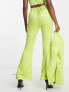 Фото #4 товара Extro & Vert highwaist flare trousers in chartreuse co-ord