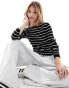 Фото #1 товара ASOS DESIGN knitted boat neck long sleeve top in mono stripe