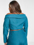 Saint Genies Plus tailored crop jacket co-ord in teal