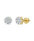 Round Cut Natural Certified Diamond (0.39 cttw) 14k Yellow Gold Earrings Sophisticated Cluster