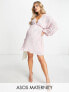 Фото #1 товара ASOS DESIGN Maternity embellished plunge mini dress in blush with blouson sleeve