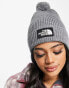 The North Face logo patch bobble hat in grey