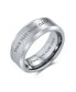ფოტო #3 პროდუქტის Wide Polished Beveled Edge Brushed Matte Couples Silver-Tone Titanium Wedding Band Ring For Men Comfort Fit 8MM