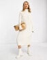 Y.A.S knitted roll neck midi dress in cream Бежевый, L - фото #1