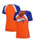 Фото #1 товара Women's Orange New York Mets Heathered Raglan V-Neck T-Shirt