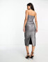 Kyo The Brand glitter bandeau midi dress co-ord in silver Серебристый, 34 - фото #3