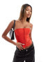 ASOS DESIGN bandage corset top with hook and eye fastening in red