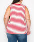 Plus Yarn Dye Stripe Contrast Double Binding Swing Tank Top