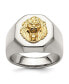 ფოტო #1 პროდუქტის Stainless Steel with 14k Gold Accent Polished Lion Head Ring