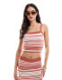 Фото #1 товара Pieces super soft knitted crop top co-ord in brick stripe