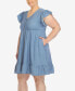 Plus Size Ruffle Sleeve Knee-Length Dress Голубой, 1X - фото #4