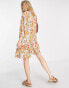 Vila mini smock dress in white and orange paisley print