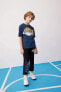 Erkek Çocuk NBA Los Angeles Clippers Oversize Fit Bisiklet Yaka Kısa Kollu Tişört
