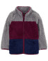 Kid Colorblock Fleece Knit Jacket - Red 14