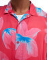 Фото #3 товара Armani Exchange short sleeve flower print boxy fit shirt in pink