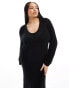 4th & Reckless Plus v neck knitted maxi dress in black 48 - фото #4