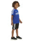 ფოტო #3 პროდუქტის Toddler & Little Boys 2-Pc. 3-Stripe Logo Graphic T-Shirt & Mesh Shorts Set