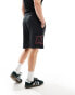 New Era Miami Heat acid wash shorts in dark grey