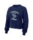Women's Navy Distressed Tennessee Titans Waffle Knit Long Sleeve T-shirt and Shorts Lounge Set