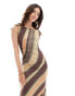 Фото #4 товара ASOS DESIGN bandeau gathered midi dress with knot shoulder in stripe