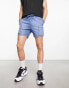 ASOS DESIGN slim shorter length denim cargo shorts in blue wash Голубой, W36 - фото #2