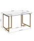 Фото #4 товара 47" Iron Dining Table With Tempered Glass Top, Clear