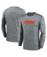 Фото #1 товара Men's Heather Gray Cleveland Browns Sideline Team Velocity Performance Long Sleeve T-shirt