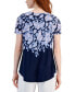 Women's Printed Knit Short Sleeve Top, Created for Macy's