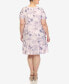 Plus Size Floral Short Sleeve Knee Length Dress Фиолетовый, 2X - фото #2