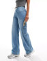 Vero Moda drawstring cargo wide leg denim jeans in light blue