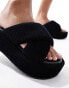 ASOS DESIGN Thunder padded cross strap flatform sandals in black Черный, 35 - фото #2