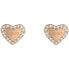 Romantic bronze earrings with crystals Hearts LJ1559