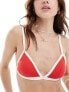 Stradivarius bikini top with contrast piping in red Красный, M - фото #5