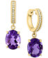 ფოტო #1 პროდუქტის EFFY® Amethyst (3-1/2 ct. t.w.) & Diamond (1/20 ct. t.w.) Dangle Huggie Hoop Earrings in 14k Gold