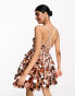 ASOS DESIGN embellished mini corset prom with oversized disc sequin in rose