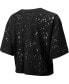 ფოტო #2 პროდუქტის Women's Threads Black Distressed Pittsburgh Steelers Bleach Splatter Notch Neck Crop T-shirt