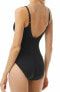 Michael Kors Iconic Sash Logo Trim V-Neck One-Piece Swimsuit Black Size 14