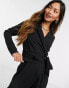 ASOS DESIGN long sleeve tux crepe jumpsuit in black