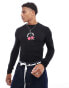 Фото #2 товара ASOS DESIGN muscle fit long sleeve t-shirt with cherry front print in black