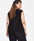 ფოტო #2 პროდუქტის Plus Size Solid Ruffled V-Neck Cap-Sleeve Blouse