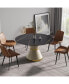 Фото #3 товара 53.15" Modern Artificial Stone Round White Carbon Steel Base Dining Table-Can Accommodate 6 People