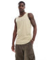 Brave Soul ribbed classic vest in pale olive green